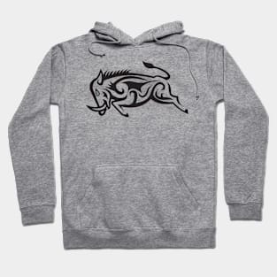 Wild Boar Charging Tribal Art Hoodie